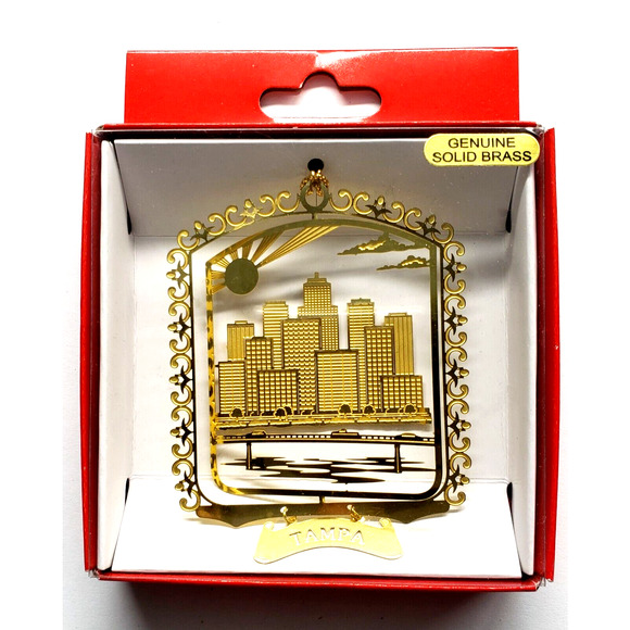 Tampa Florida Brass Ornament City Skyline by the Bay - Picture 3 of 7